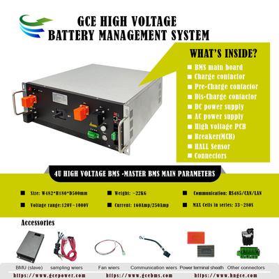 GCE Master And Slave BMS.225S Sistema di accumulo di energia a batteria, 720V 250A Lifepo4 Battery Bms